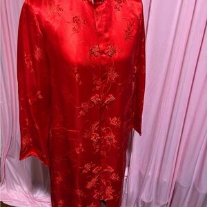 Elegant Red Floral Women's Coat